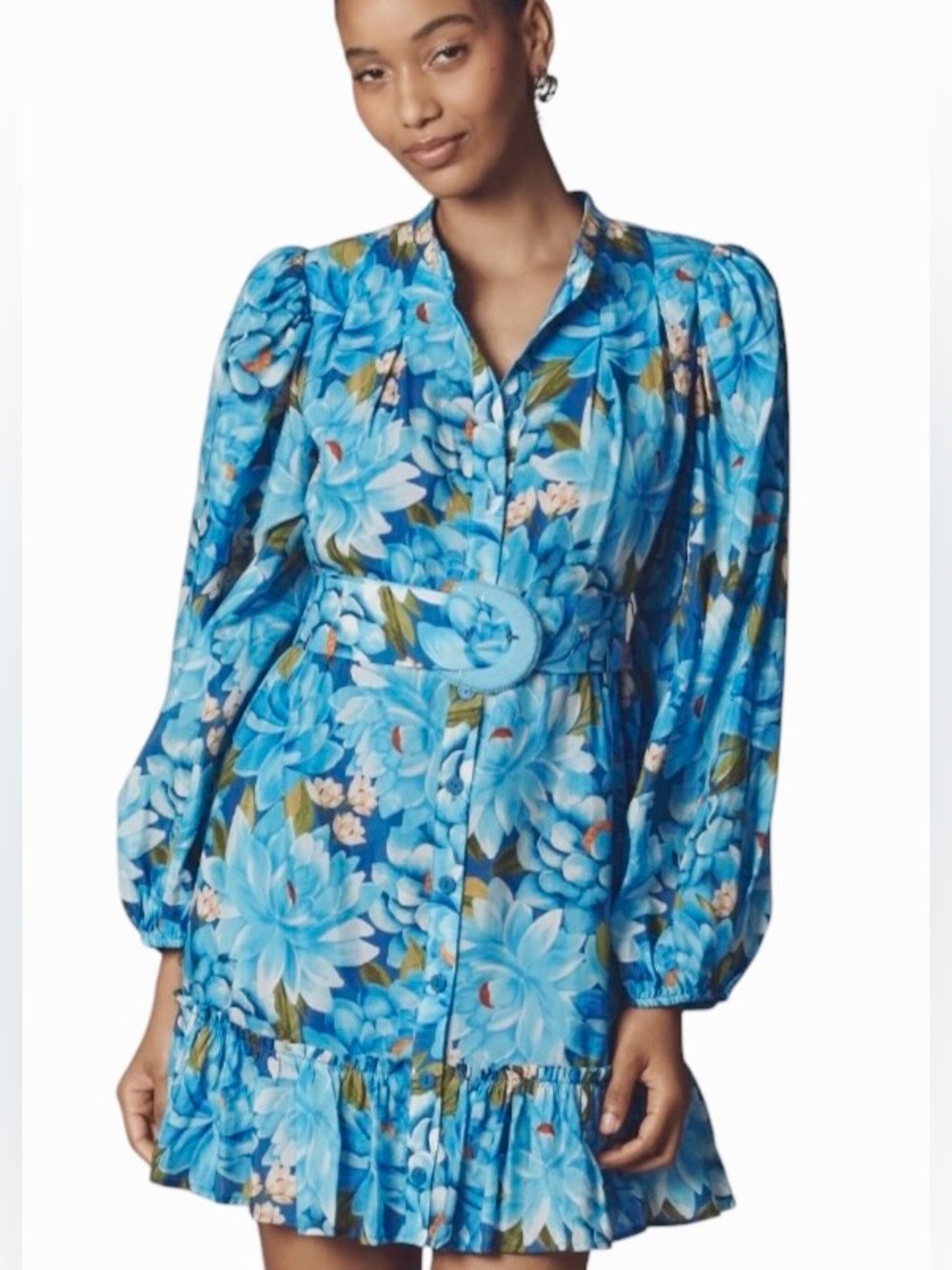 Anthropologie x Farm Rio Long-Sleeve Mini Swing Dress Small NWT